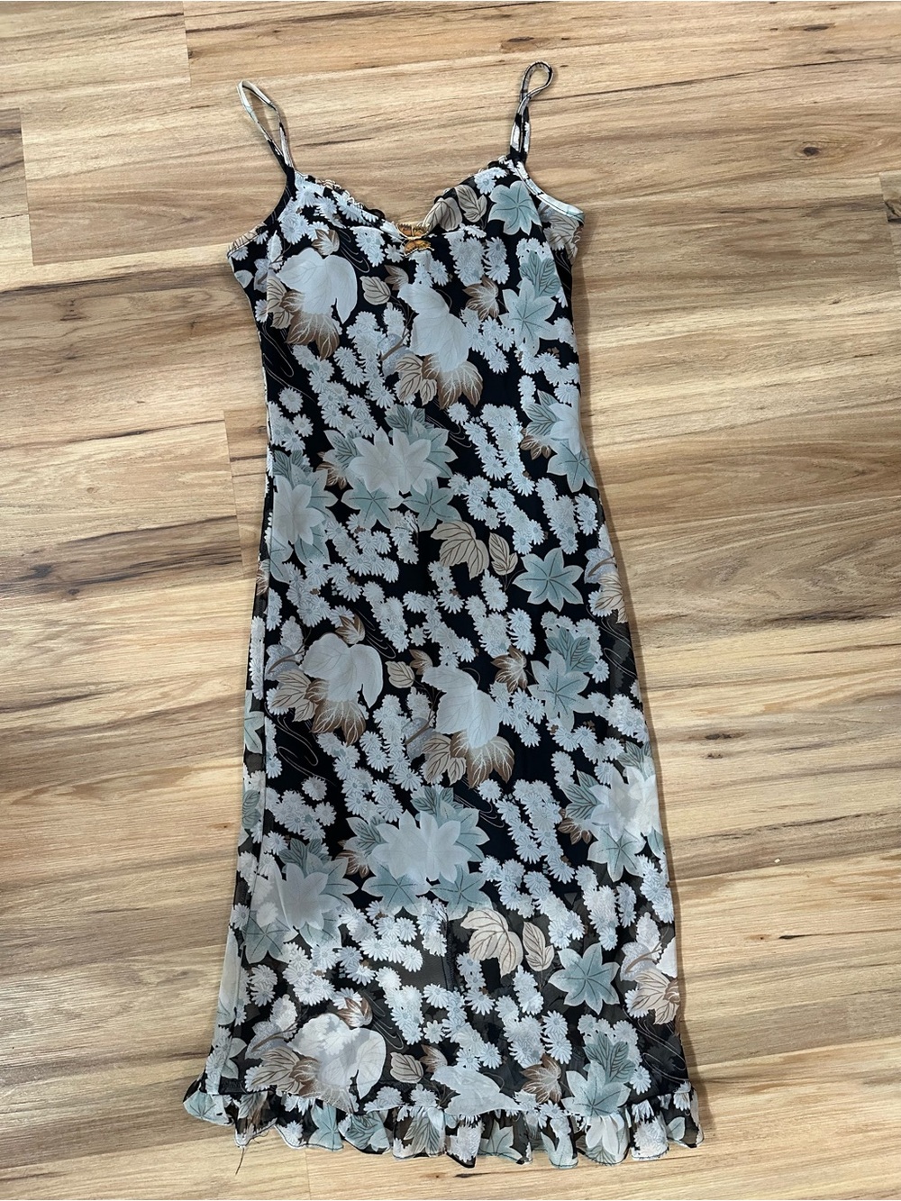 Tumblin foe Floral Slip Dress in Black and Sage - Women's